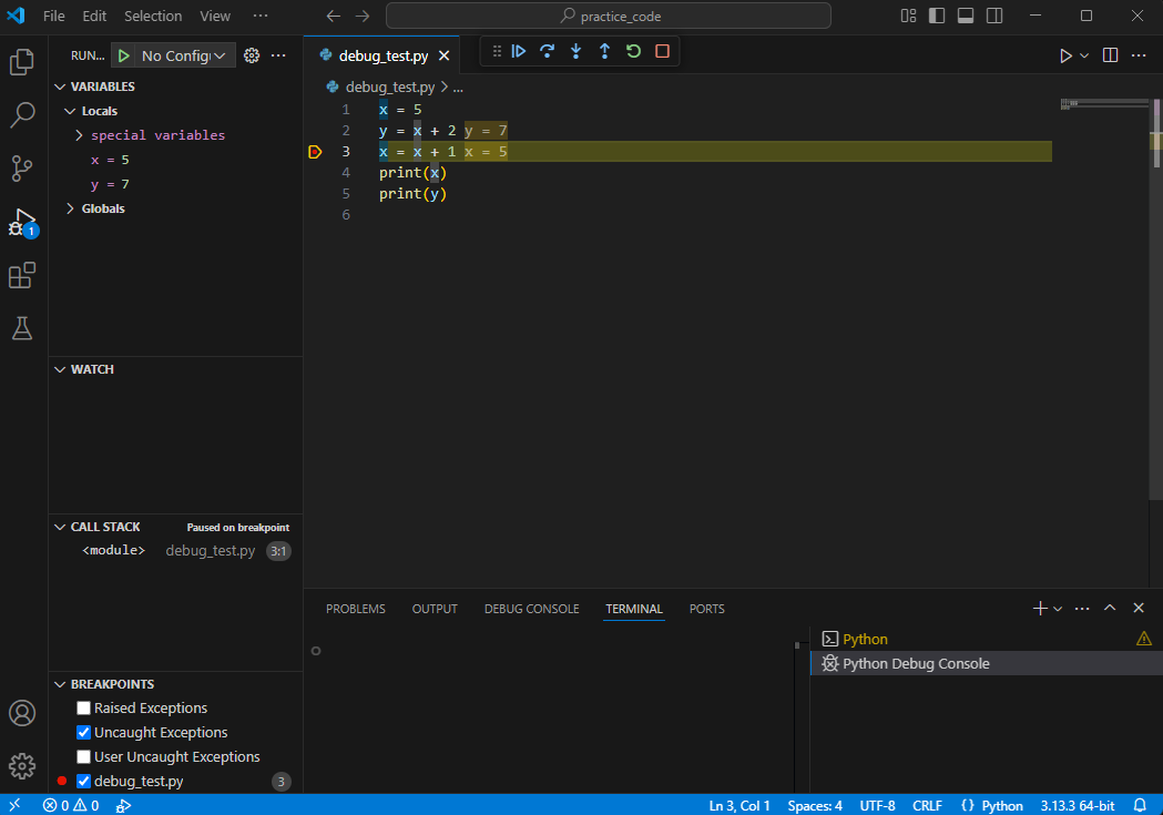 Execution stopped in the debugger