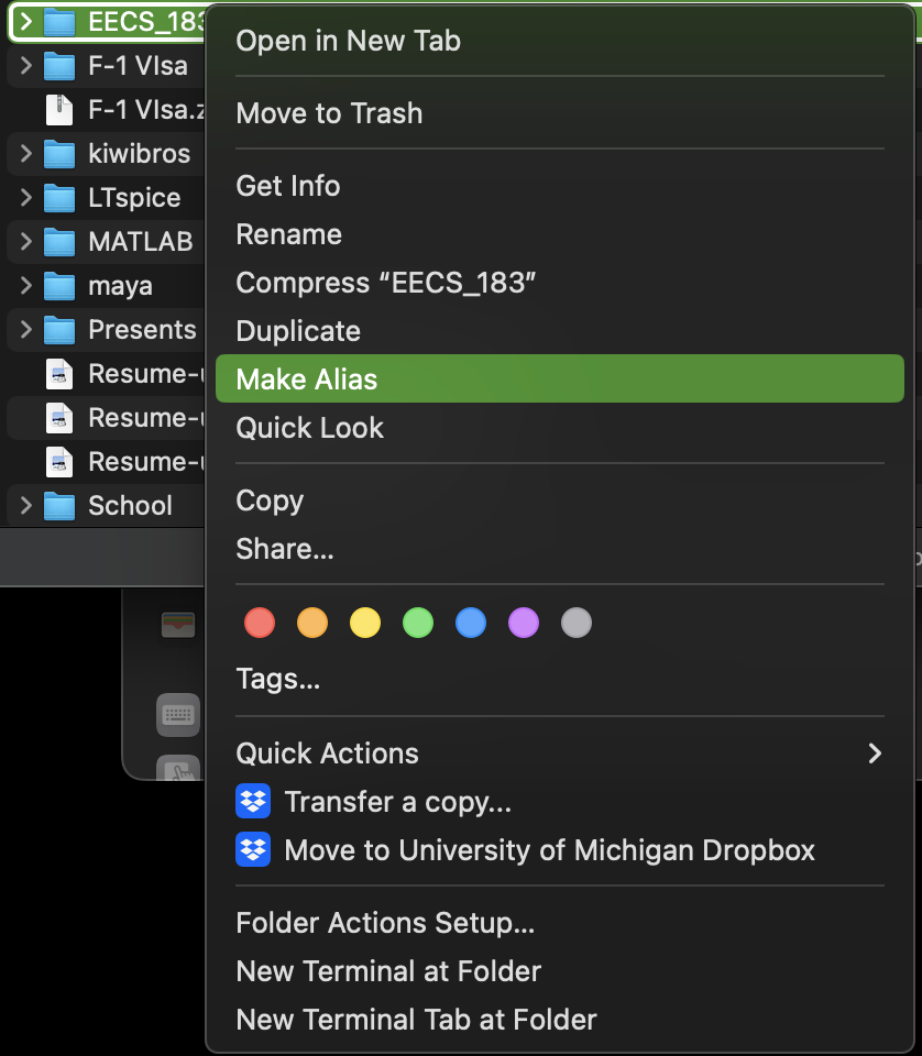 Making a Mac alias