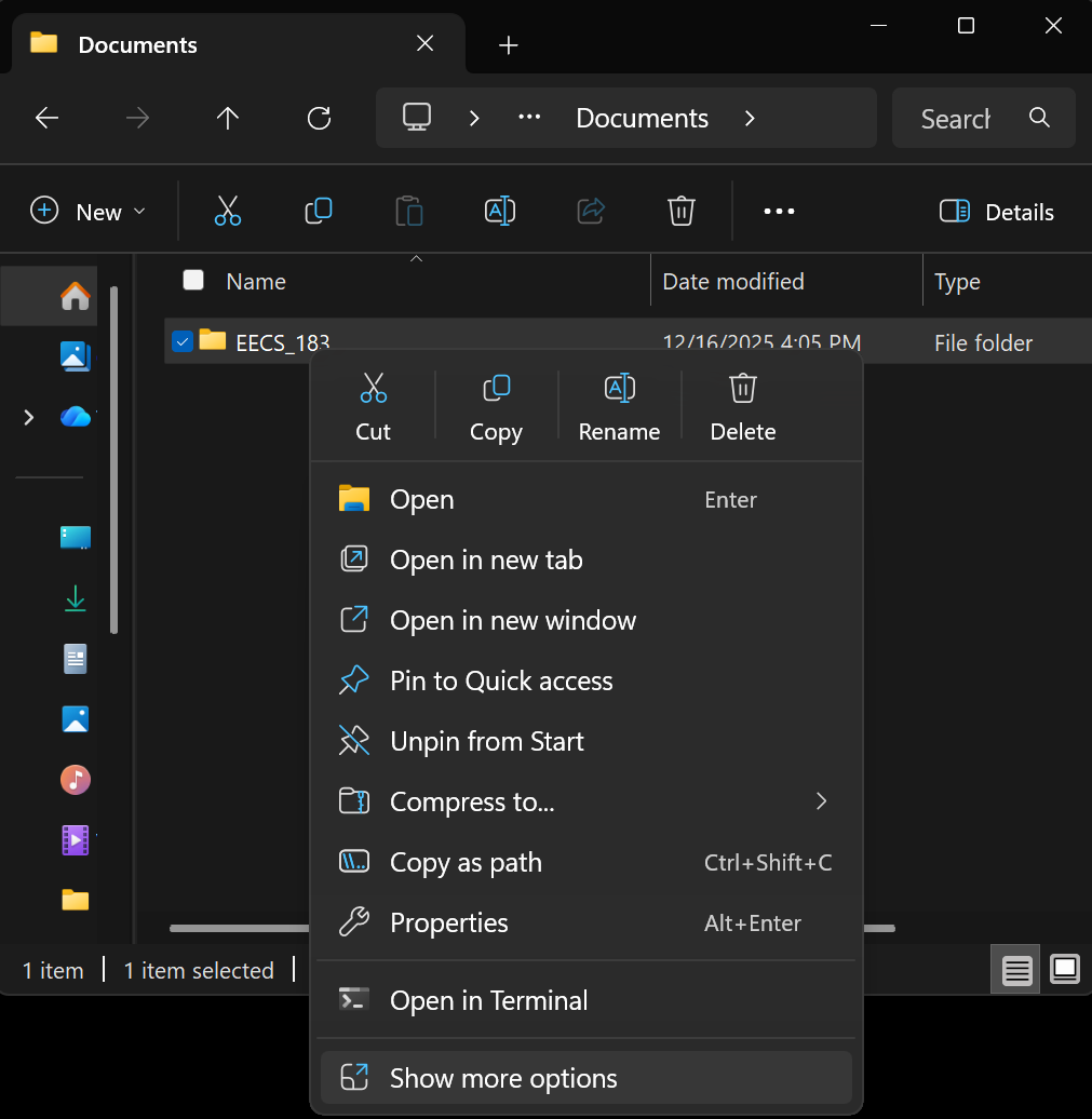 Show more options in Windows