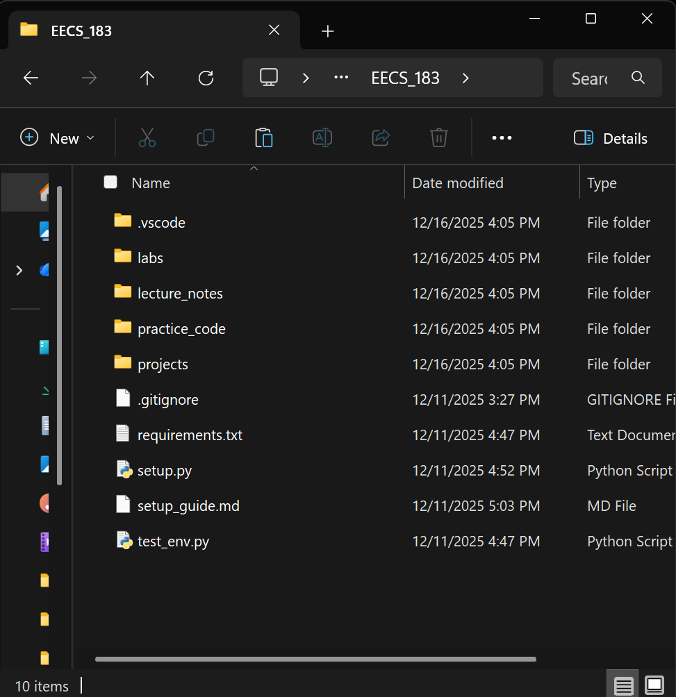 Contents of the unzipped EECS_183 folder