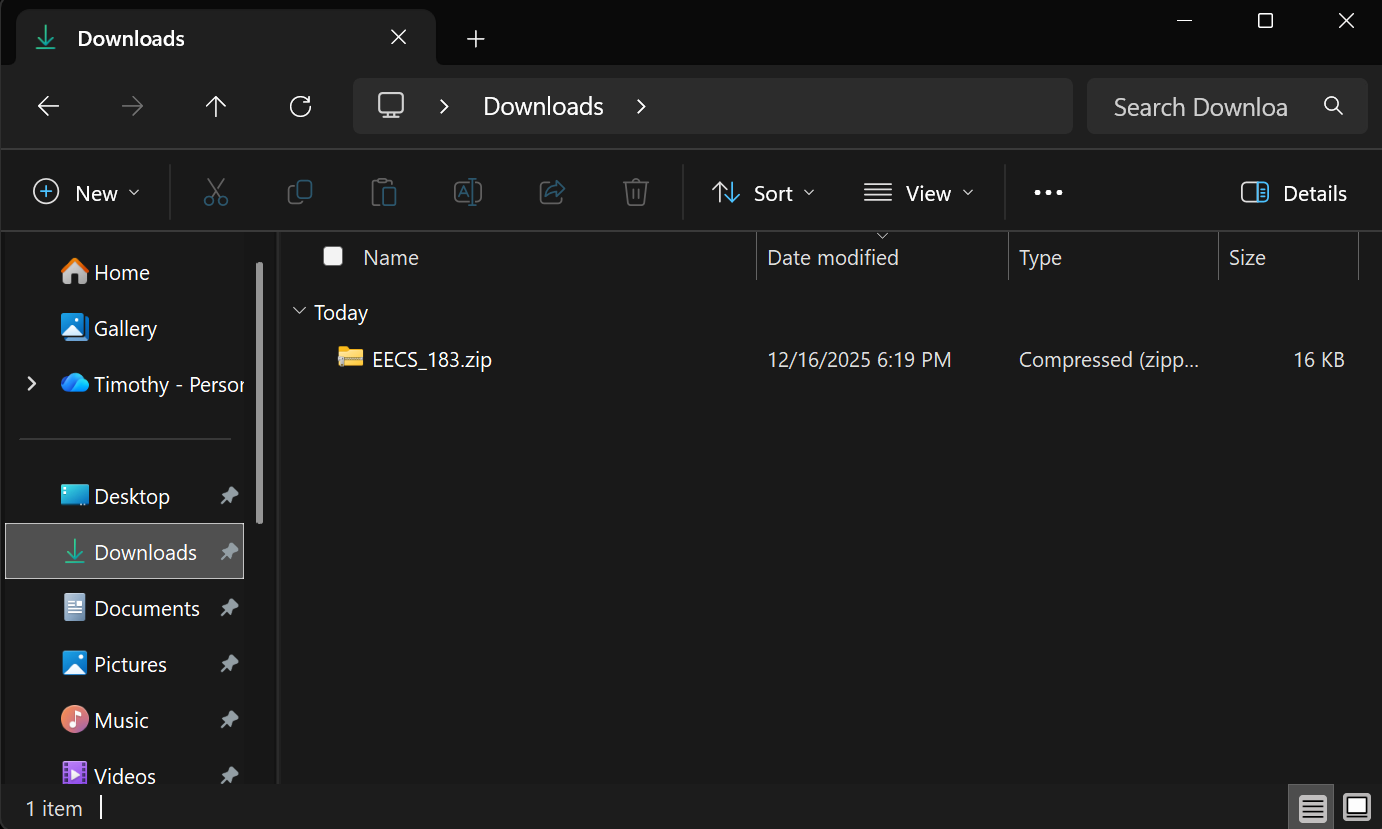EECS_183.zip file in Downloads folder