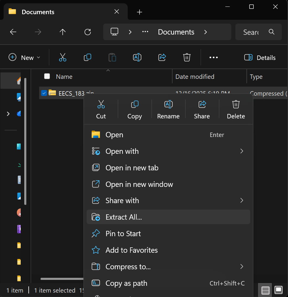Extract All... option for a zip file