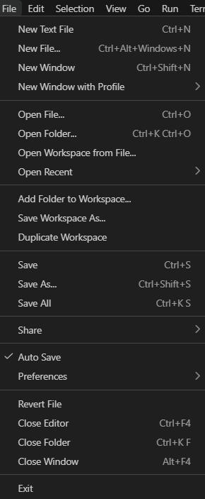 Autosave option in File menu