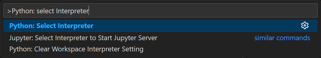Command Palette select interpreter option